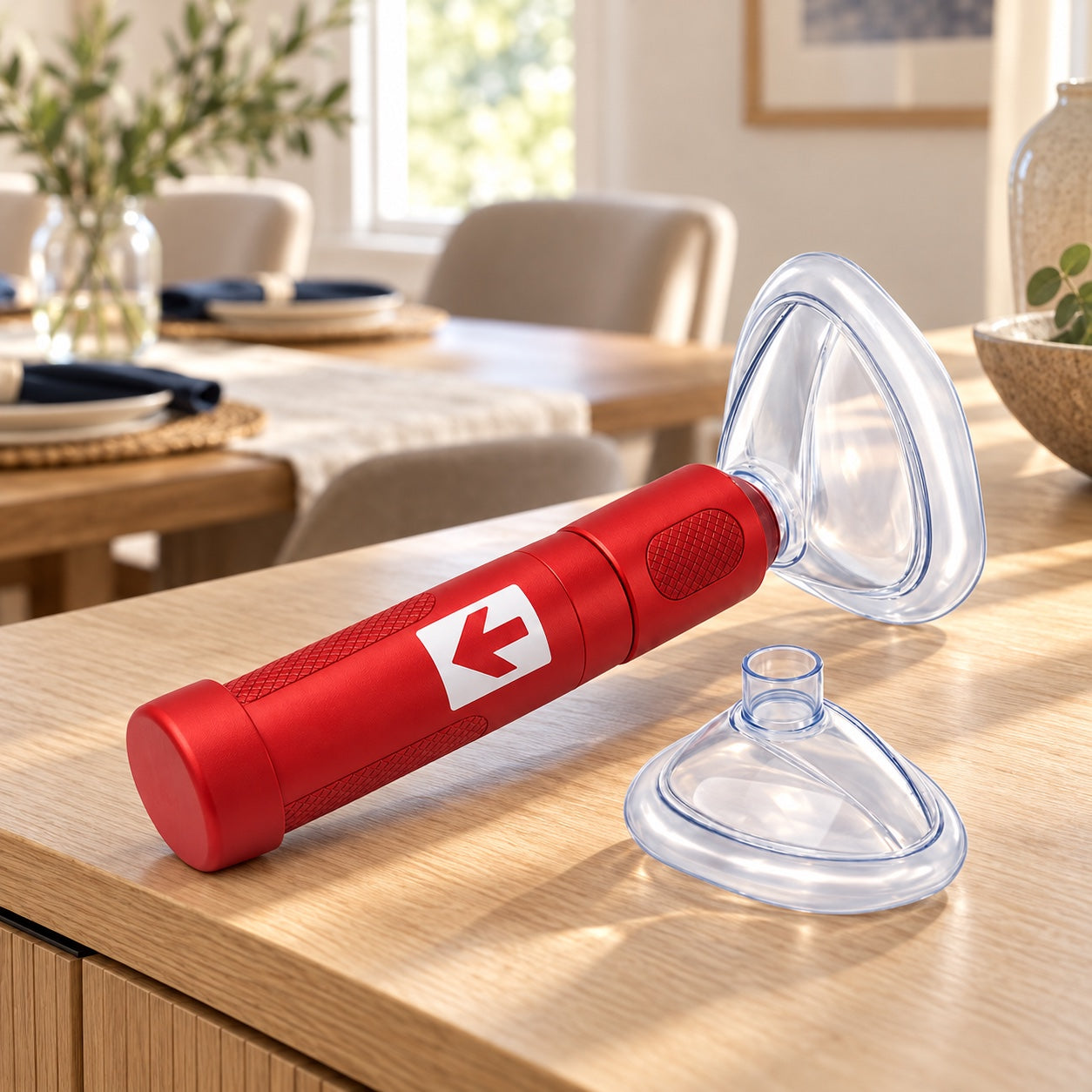 RescUAid device on a dining table at home